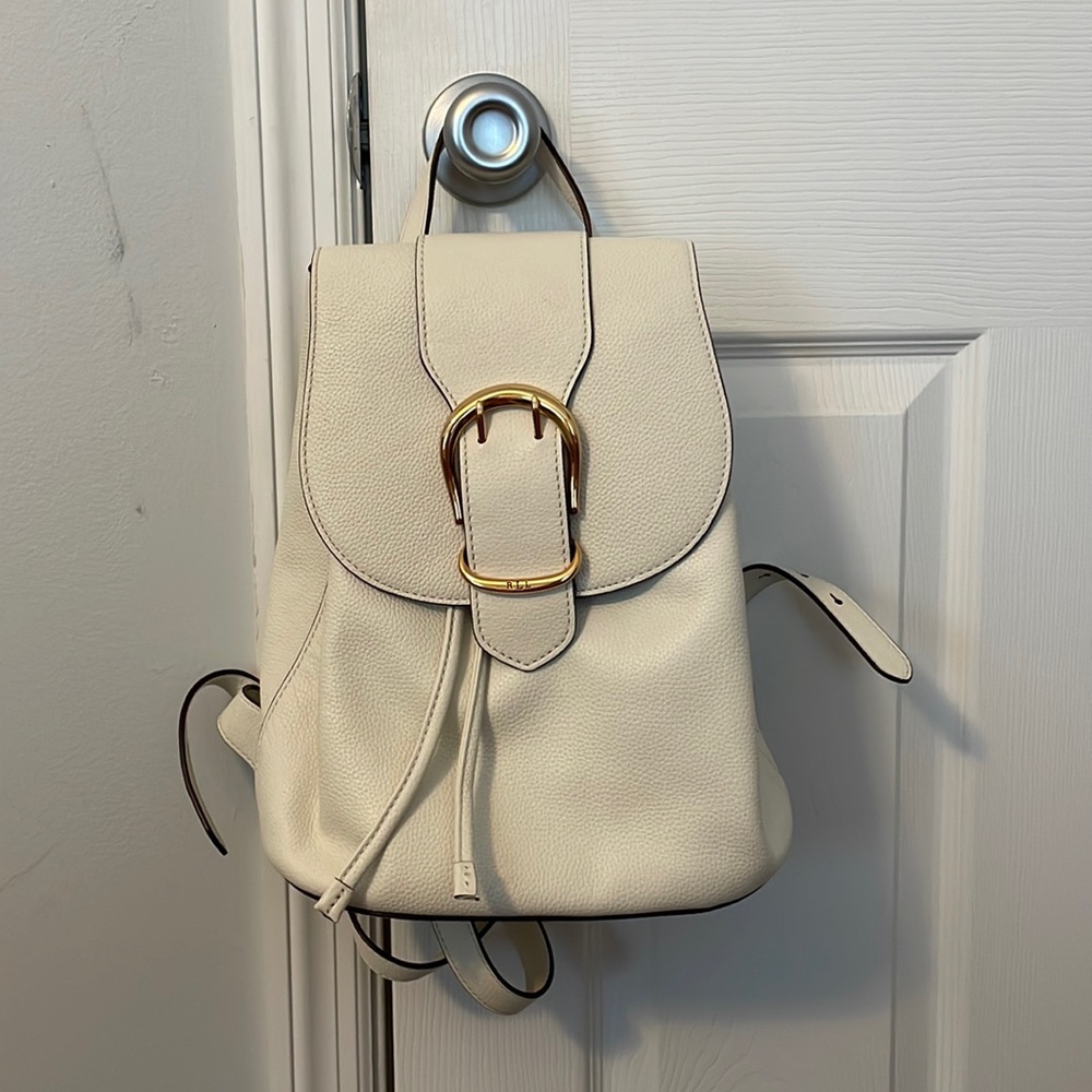 Ralph Lauren white leather backpack